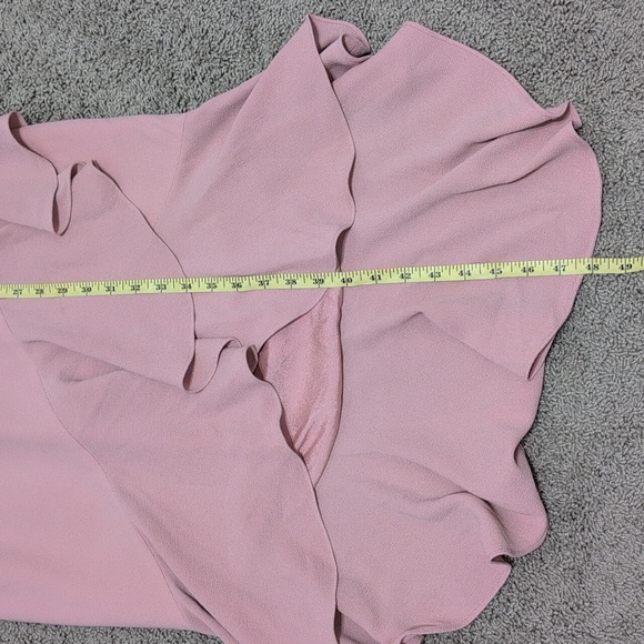 Dress The Population Midi Dress Blush Pink Wendy Sleeveless Plunging Ruffle Hem - Picture 13 of 14